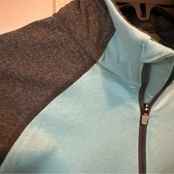 Noble Outfitters Athena Quarter Zip Shirt PulloverSz Small Aqua&Gray equestrian - Picture 5 of 14